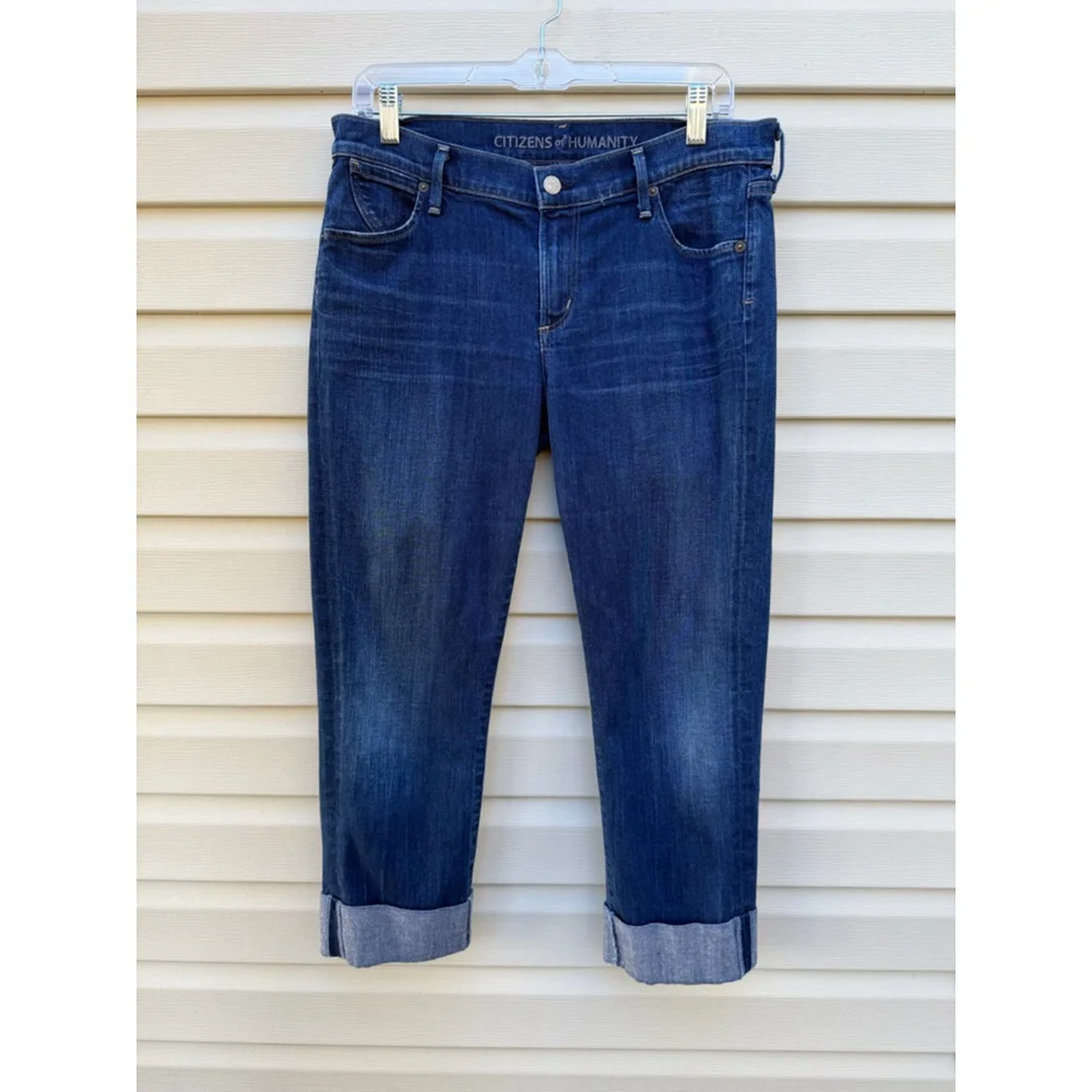 Citizens of Humanity Dani Cropped Straight Leg Jeans Size 30 Mid Rise Cuffed - Picture 2 of 8